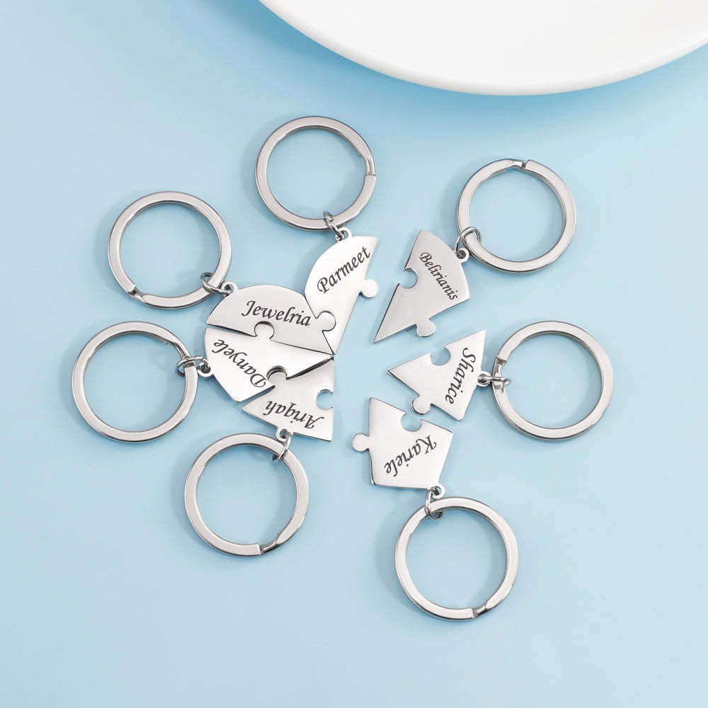 Christmas Gift Family/Sibling/BFF Gift Personalized Heart Puzzle Pieces Necklace or Keychain