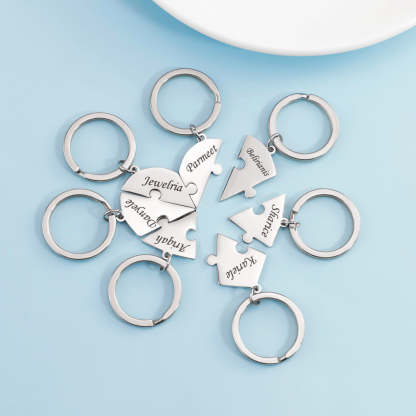 Christmas Gift Family/Sibling/BFF Gift Personalized Heart Puzzle Pieces Necklace or Keychain