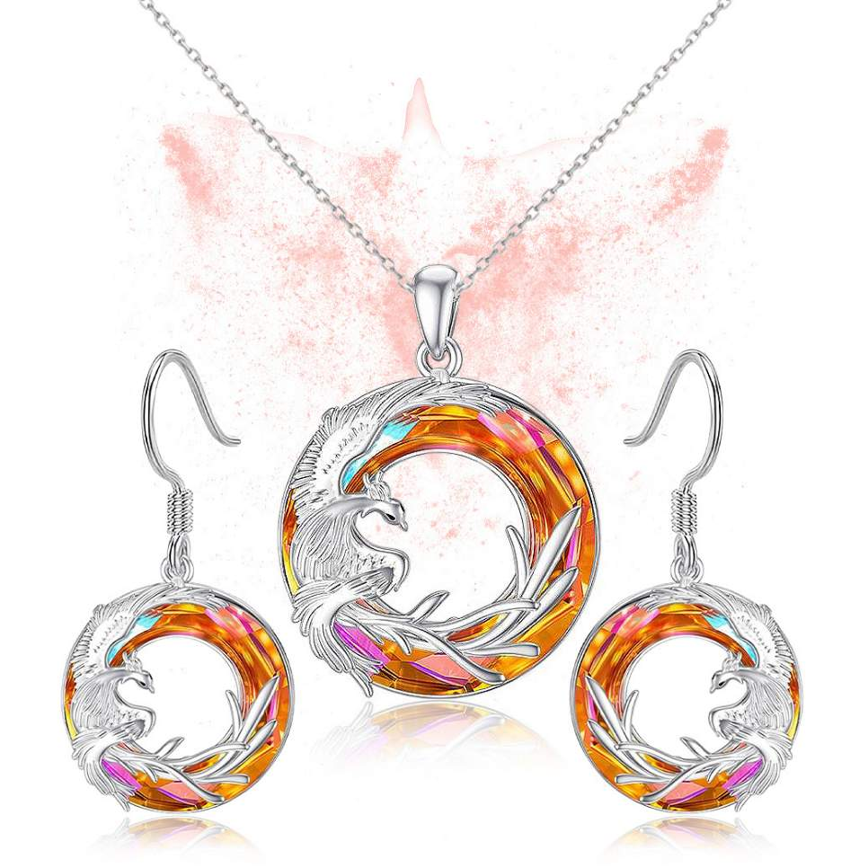 Mother's Day Gift Phoenix Crystal Necklace | 925 Sterling Silver-Engravingift