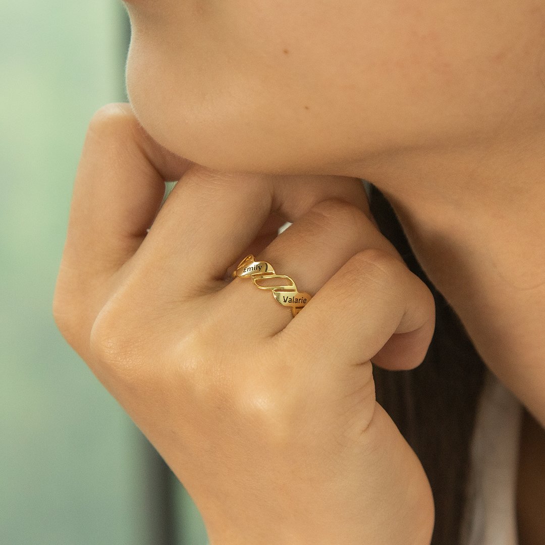 Christmas Gift Personalized Multiple Name Ring in Silver