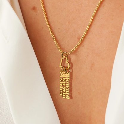 Christmas Gift Heart Rings Fashion Tag Bar Name Necklace