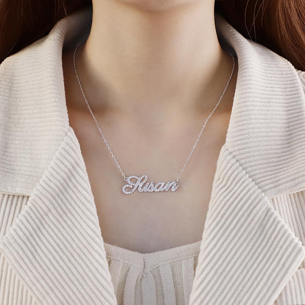 Christmas Gift Sparkling Diamond Personalized Name Necklace
