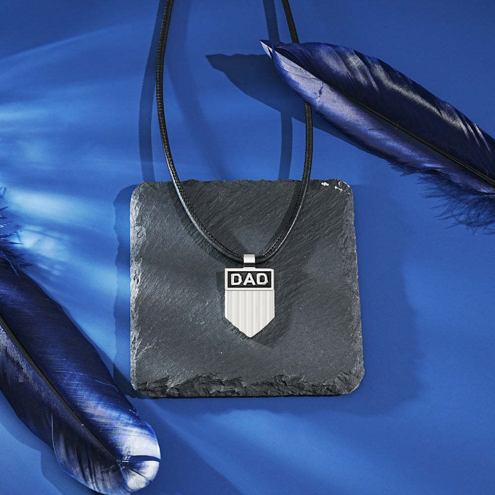 Father's Day Gift DAD Engraved Shield Pendant Necklace