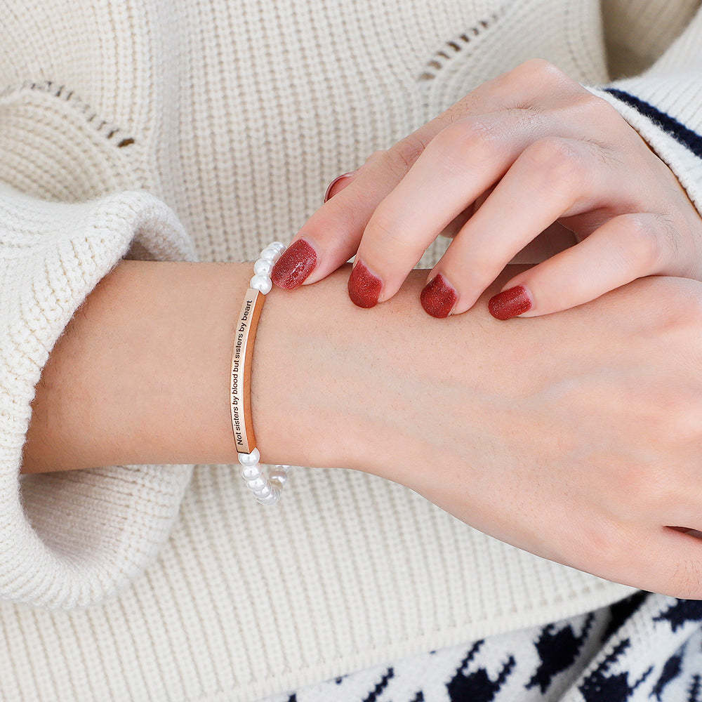 Mother's Day Gift Simple Fashion Personality Ladies Pearl Carving Bracelet-Engravingift