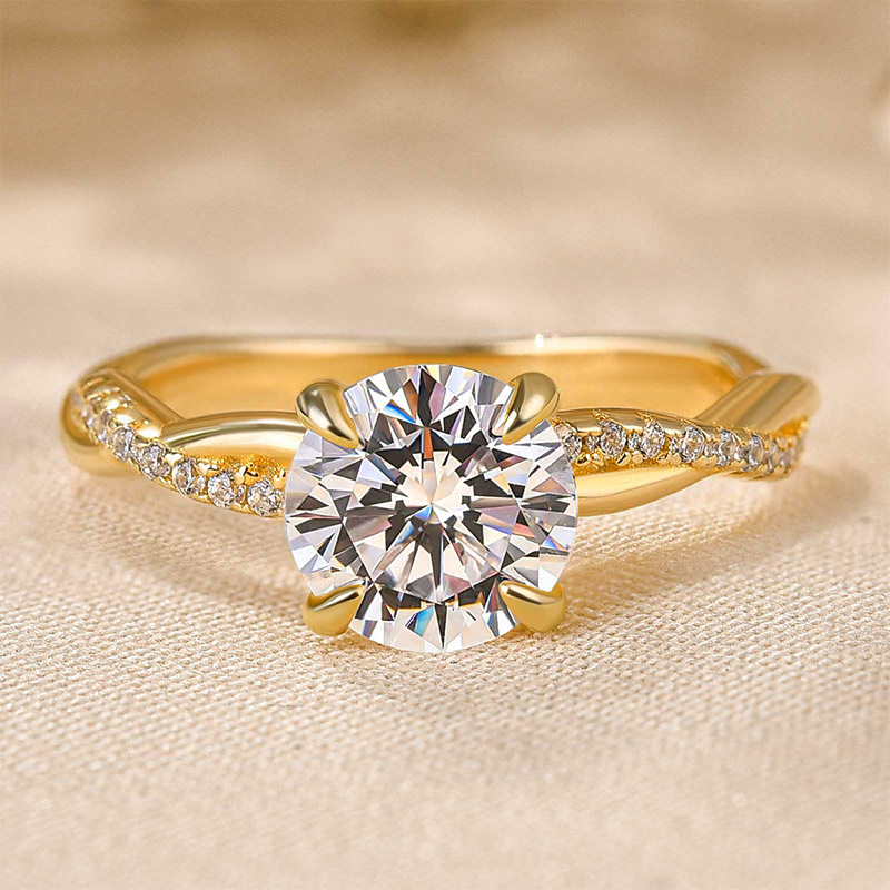 Twist 1.25 Carat/2.0 Carat Round Cut Promise Ring For Her In Sterling Silver