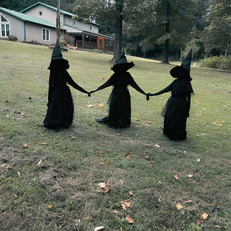 5ft Lighted Witch Stake Halloween Yard Decor with Flickering Glow
