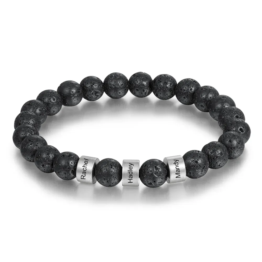 Personalized Tiger Eye Bracelet for Men Engraved Beaded Bracelet Gift for Him Dad Husband Birthday Father's Day