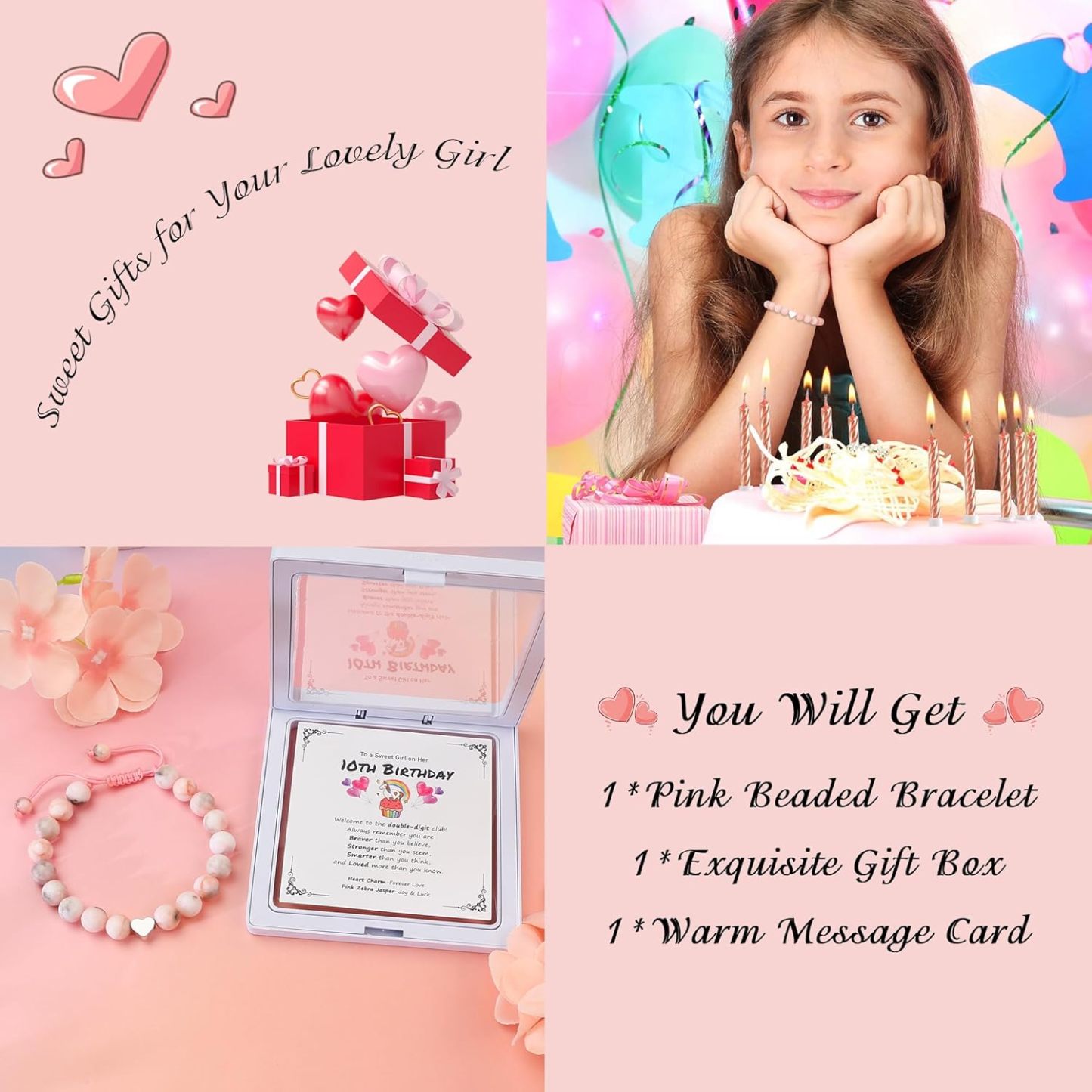 Sereney Birthday Gifts for Girls Beaded Bracelets as 1 3 4 5 6 7 8 9 10 11 12 13 15 16 Year Old