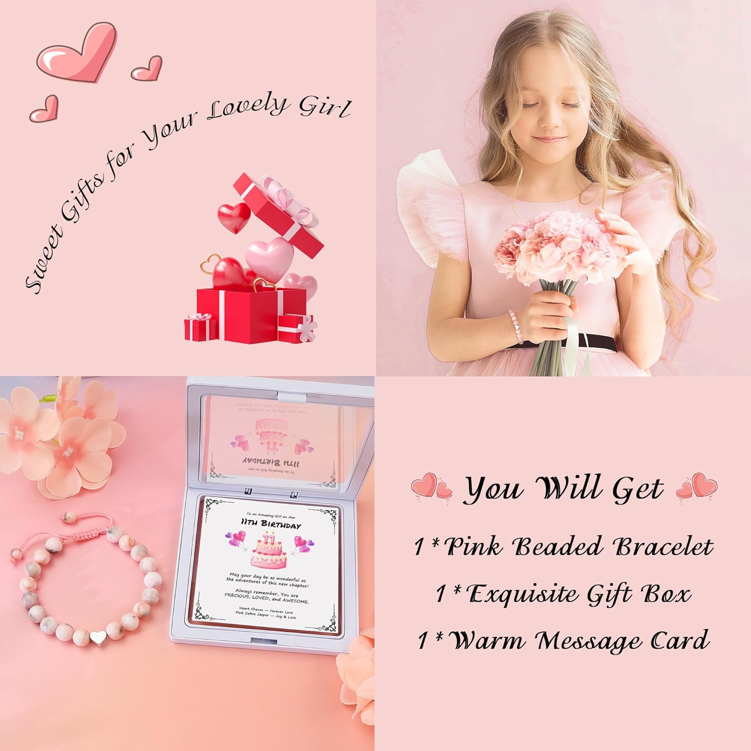 Sereney Birthday Gifts for Girls Beaded Bracelets as 1 3 4 5 6 7 8 9 10 11 12 13 15 16 Year Old