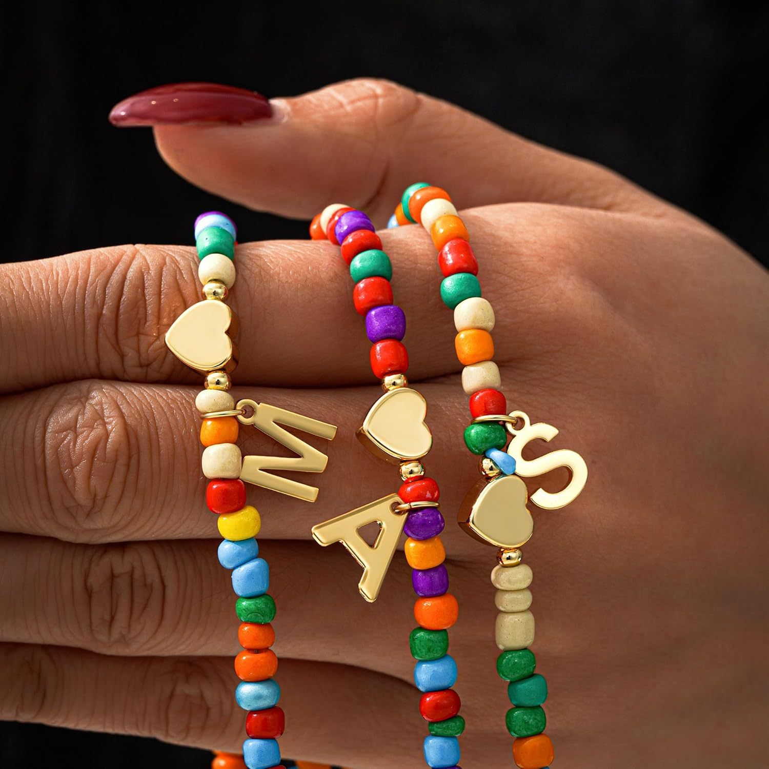 Colorful Initial Necklaces for Girls Women Kids - Teen Girls Gifts Trendy Beaded Initial Necklace