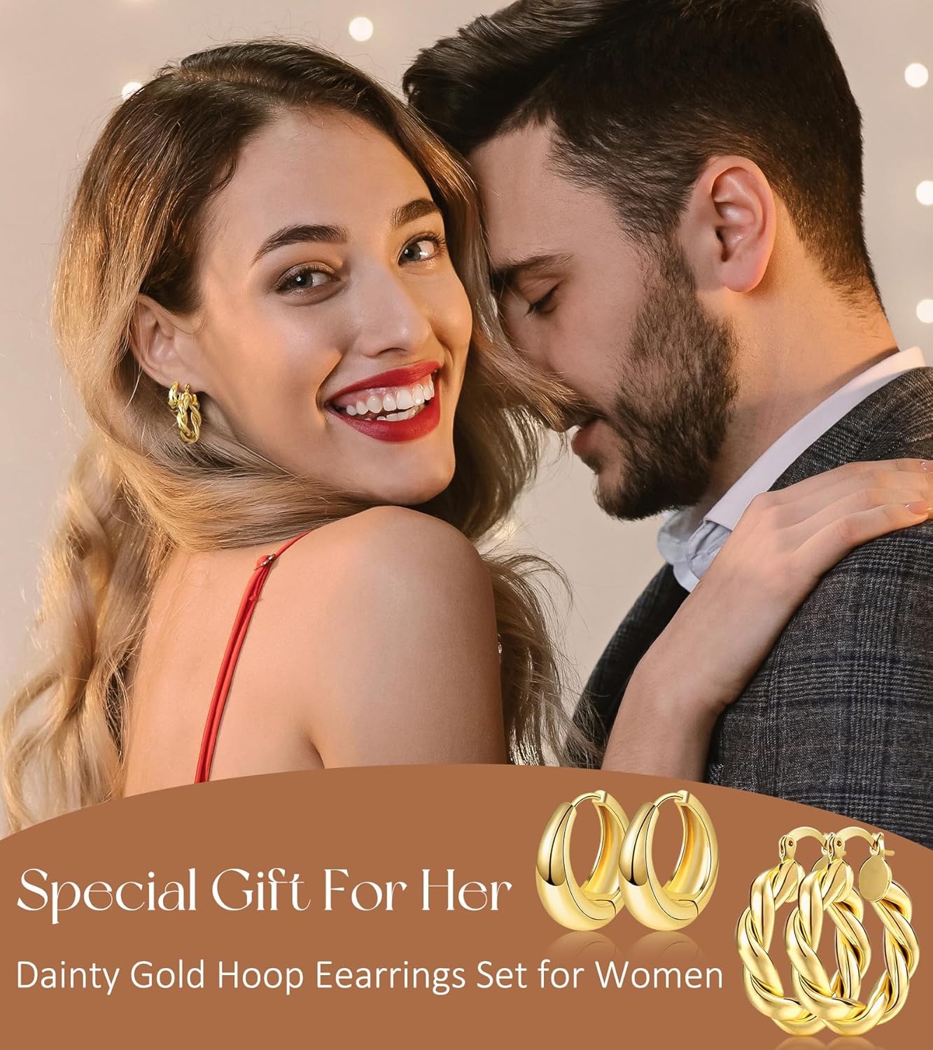 Adoyi 9 Pairs Gold Hoop Earrings Set for Womens Twisted Huggie Hoops Earrings 14K 18K Gold Plated for Girls Valentines Mother's Day Birthday Gifts Lightweight