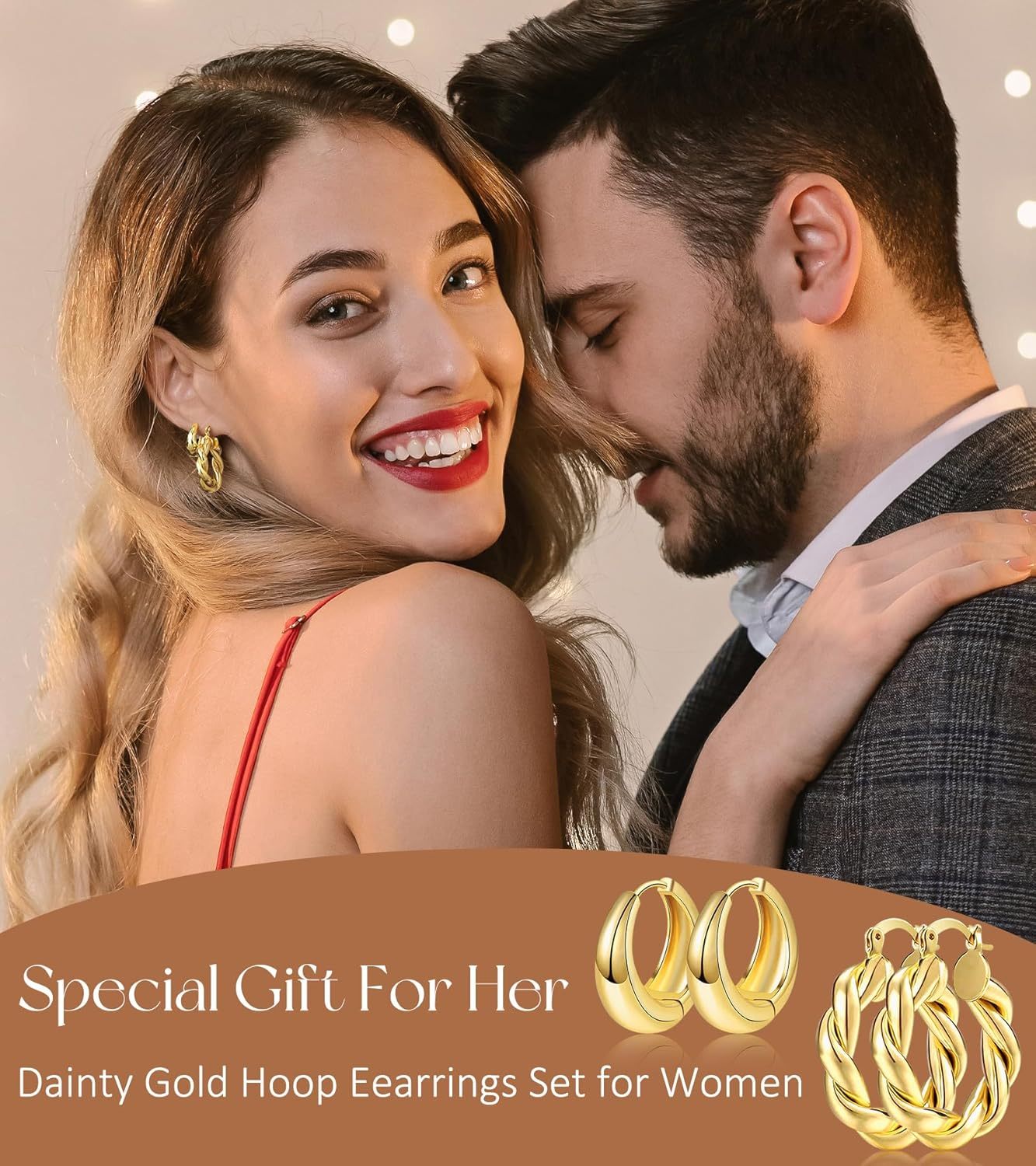 Adoyi 9 Pairs Gold Hoop Earrings Set for Womens Twisted Huggie Hoops Earrings 14K 18K Gold Plated for Girls Valentines Mother's Day Birthday Gifts Lightweight