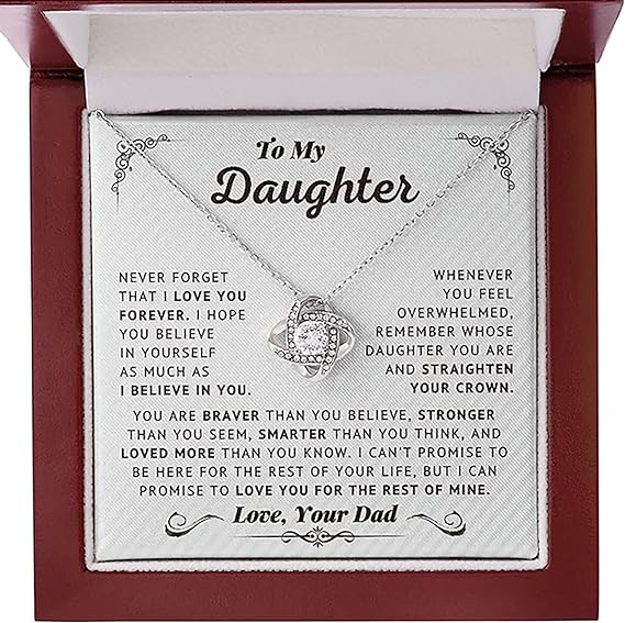 Mother's Day Gift Daughter Gifts From Dad - To My Daughter Necklace From Dad Believe In Yourself Love Knot Necklace-Engravingift