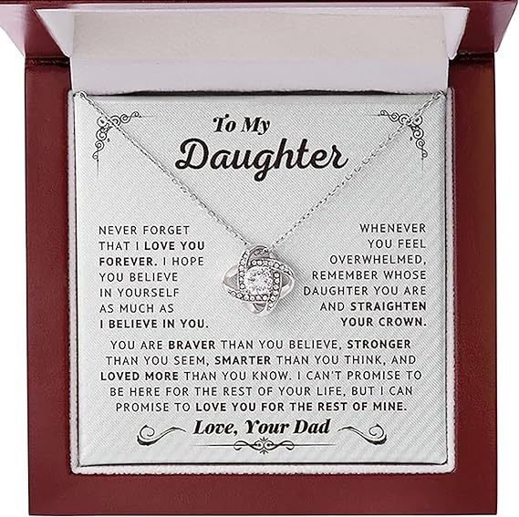 Mother's Day Gift Daughter Gifts From Dad - To My Daughter Necklace From Dad Believe In Yourself Love Knot Necklace-Engravingift
