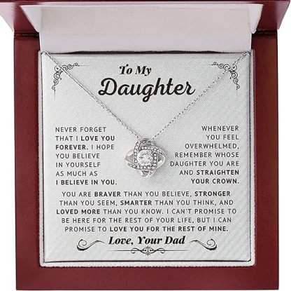 Mother's Day Gift Daughter Gifts From Dad - To My Daughter Necklace From Dad Believe In Yourself Love Knot Necklace-Engravingift
