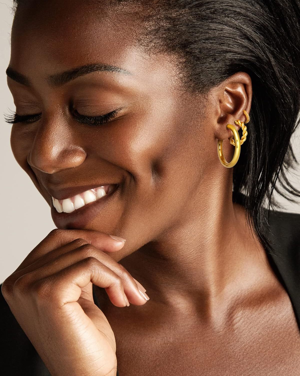 Adoyi 9 Pairs Gold Hoop Earrings Set for Womens Twisted Huggie Hoops Earrings 14K 18K Gold Plated for Girls Valentines Mother's Day Birthday Gifts Lightweight