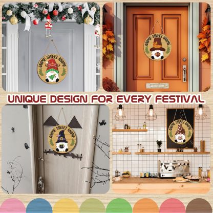 Interchangeable Wooden Gnome Decor Holiday Door Signs