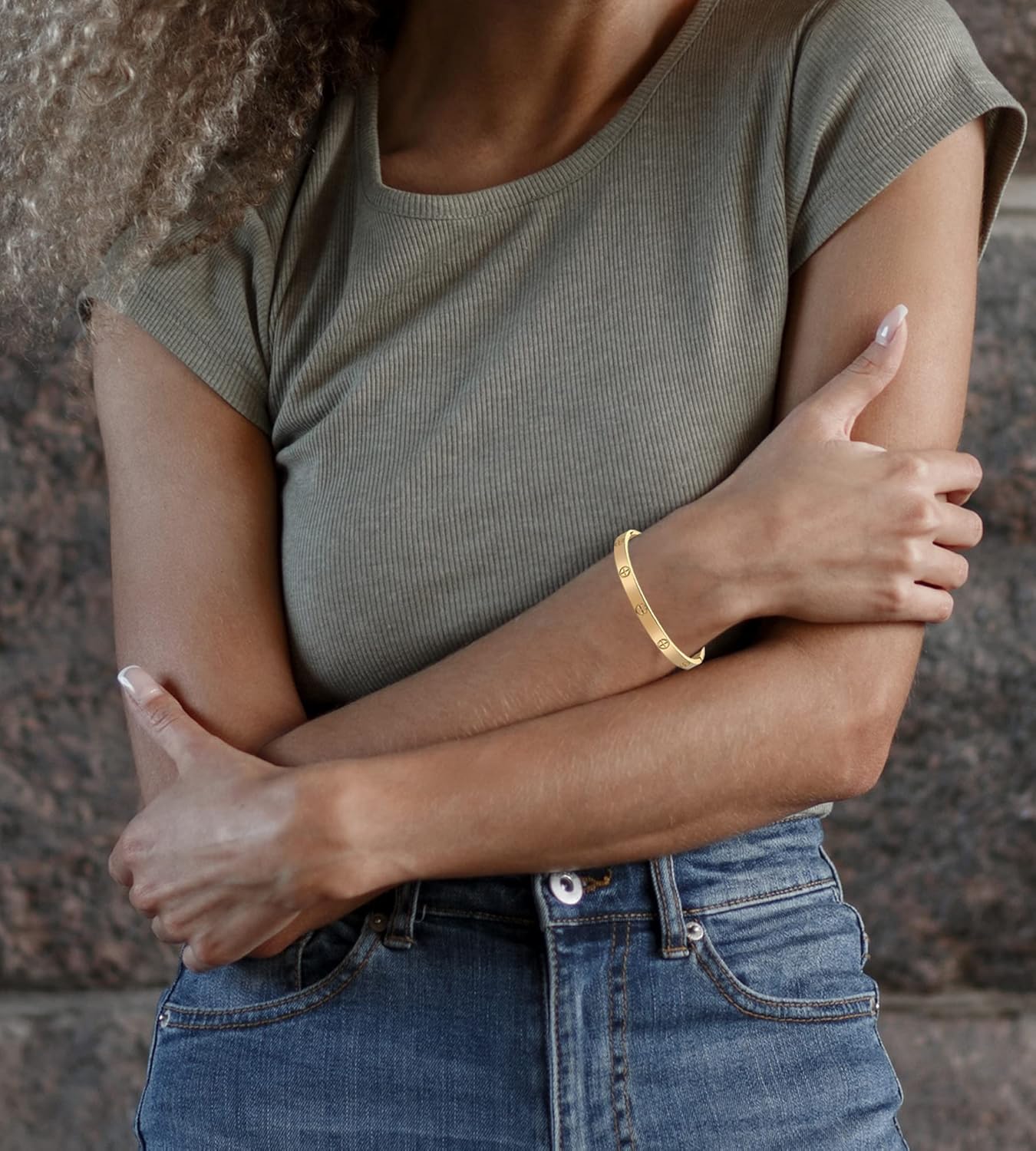 18K Gold-plated Bracelets for Women Friendship Love Bangle Bracelets