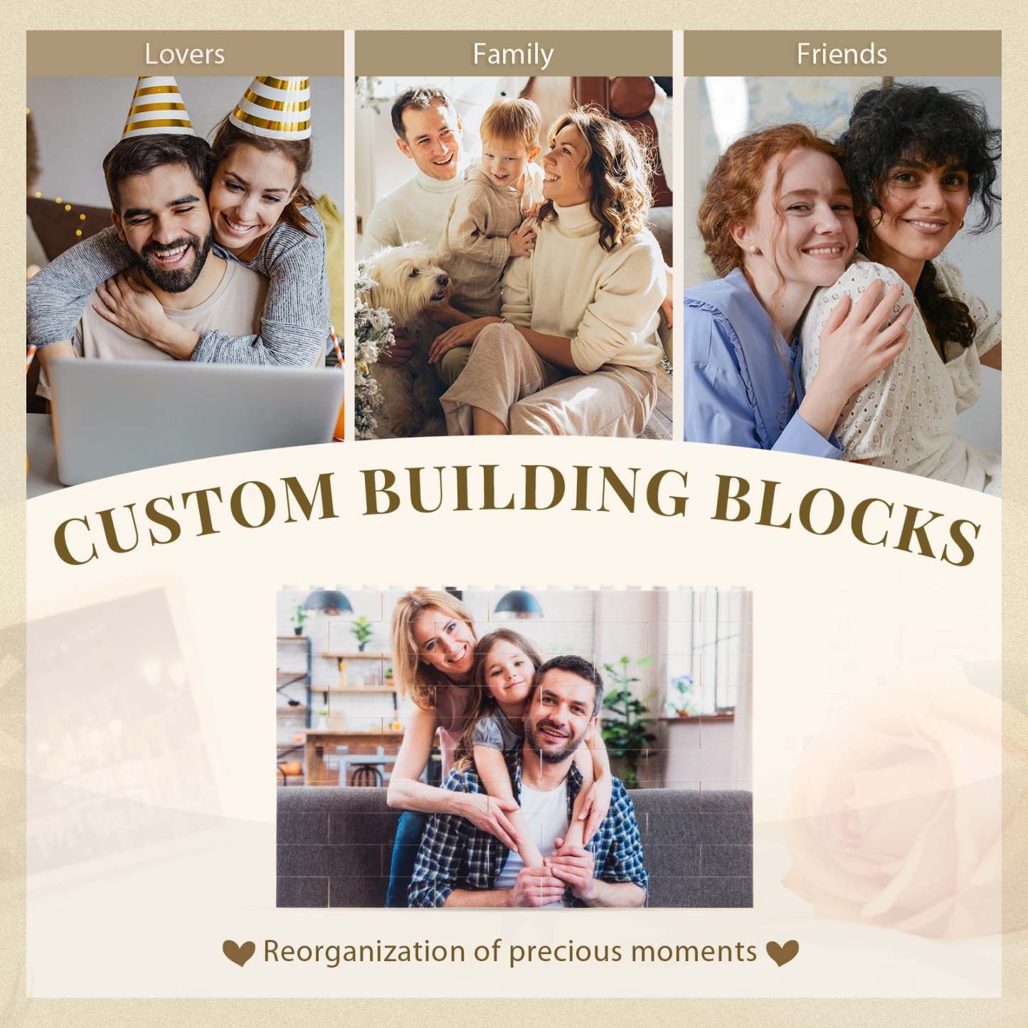 Mother's Day Gift Customized Building Blocks Puzzle Personalized Photo Brick Square Shape Puzzle Kids Couple BBF Family Gift-Engravingift