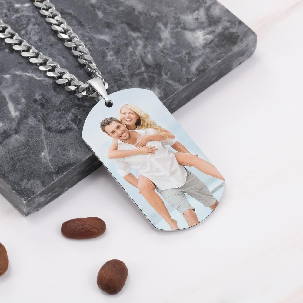 Father's Day Gift Custom Photo Tag Necklace Pendant Personalized with Engraving, Father's day personalized necklaces for women with children's photo-Engravingift