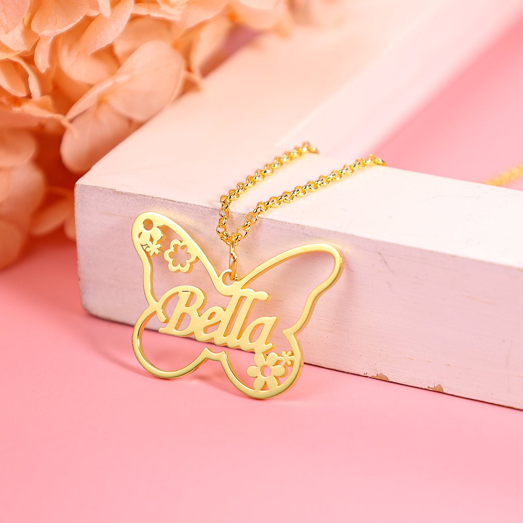 Mother's Day Gift Butterfly Name Necklace Personalized Name Necklaces-Engravingift