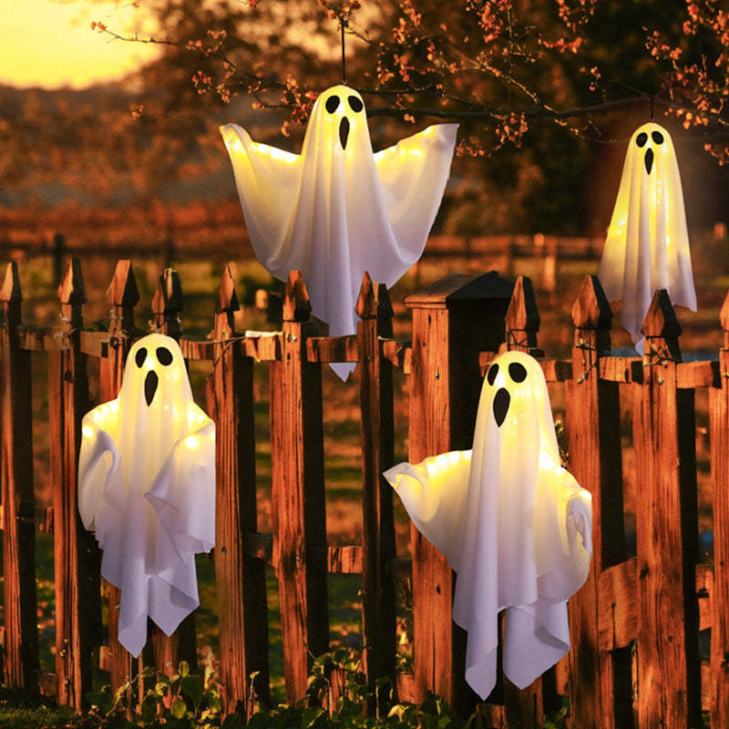 Glowing Halloween Ghost Chandelier with Weatherproof LED Lights
