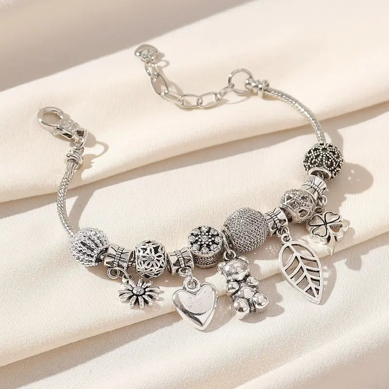 Mother's Day Sunflower & Love Heart Etc Shape Pendant Anklet Creative All-match Ankle Bracelet-Engravingift