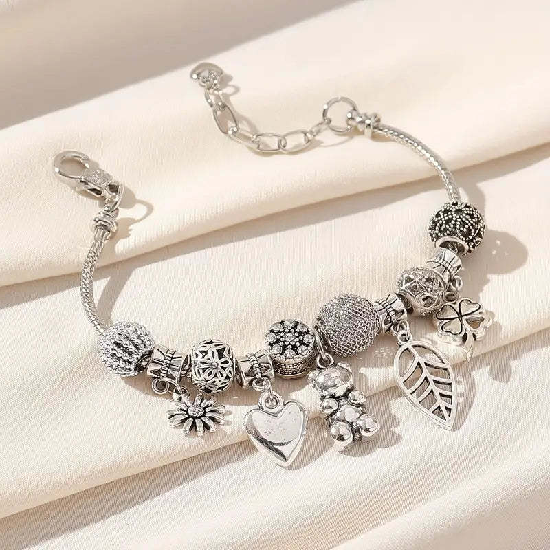 Mother's Day Sunflower & Love Heart Etc Shape Pendant Anklet Creative All-match Ankle Bracelet-Engravingift