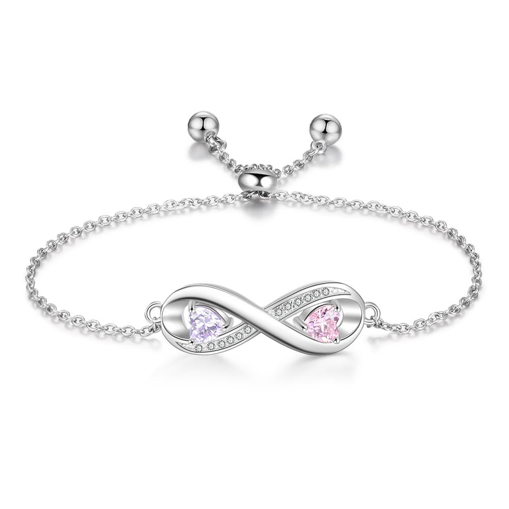Christmas Gift Infinity Birthstone Bracelet Adjustable Personalized Engraved Name Bracelet