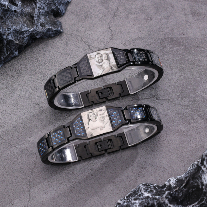 Custom Men Magnetic Bracelet Personalized Photo Bracelet for Him