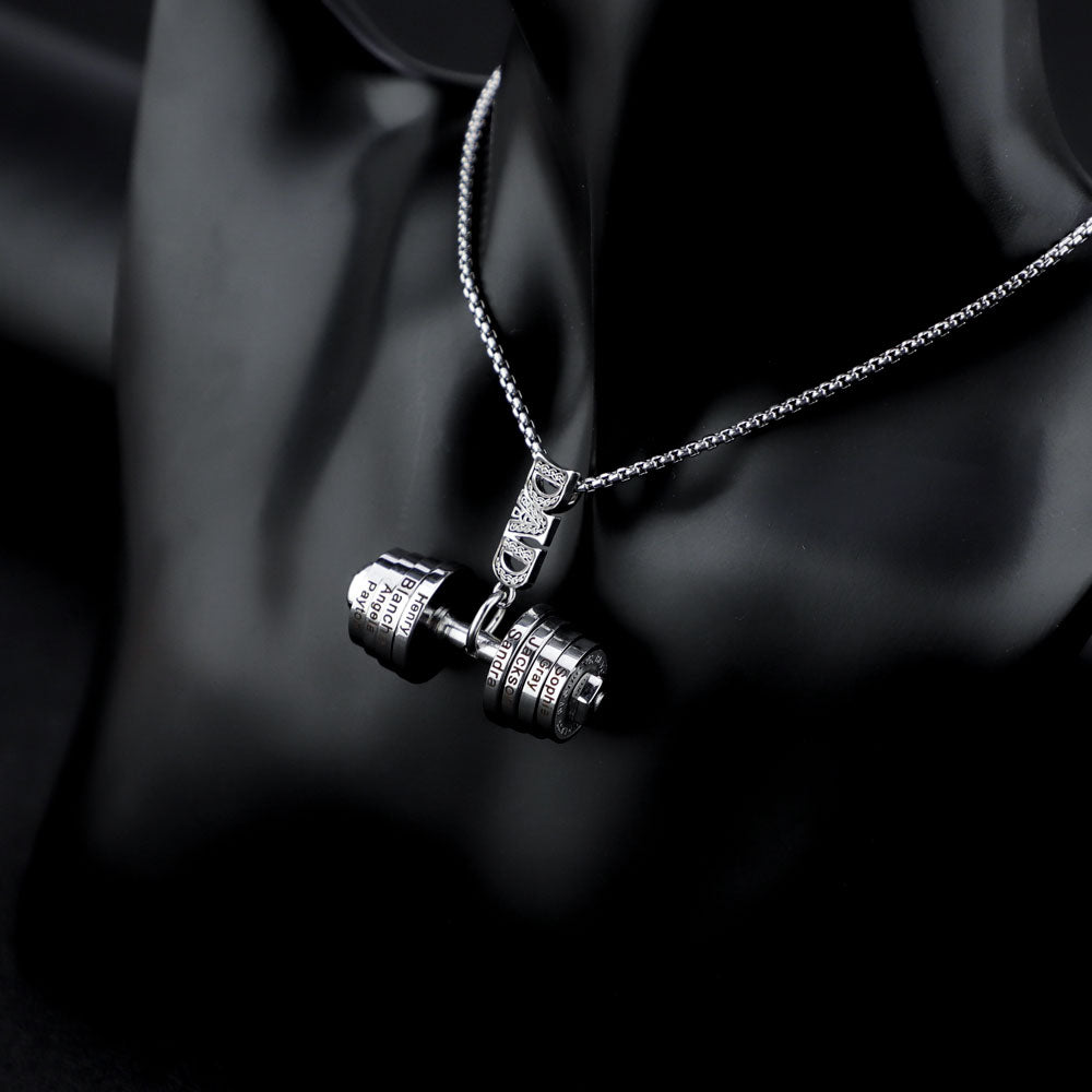Christmas Gift Personalized DAD Dumbbell Necklace