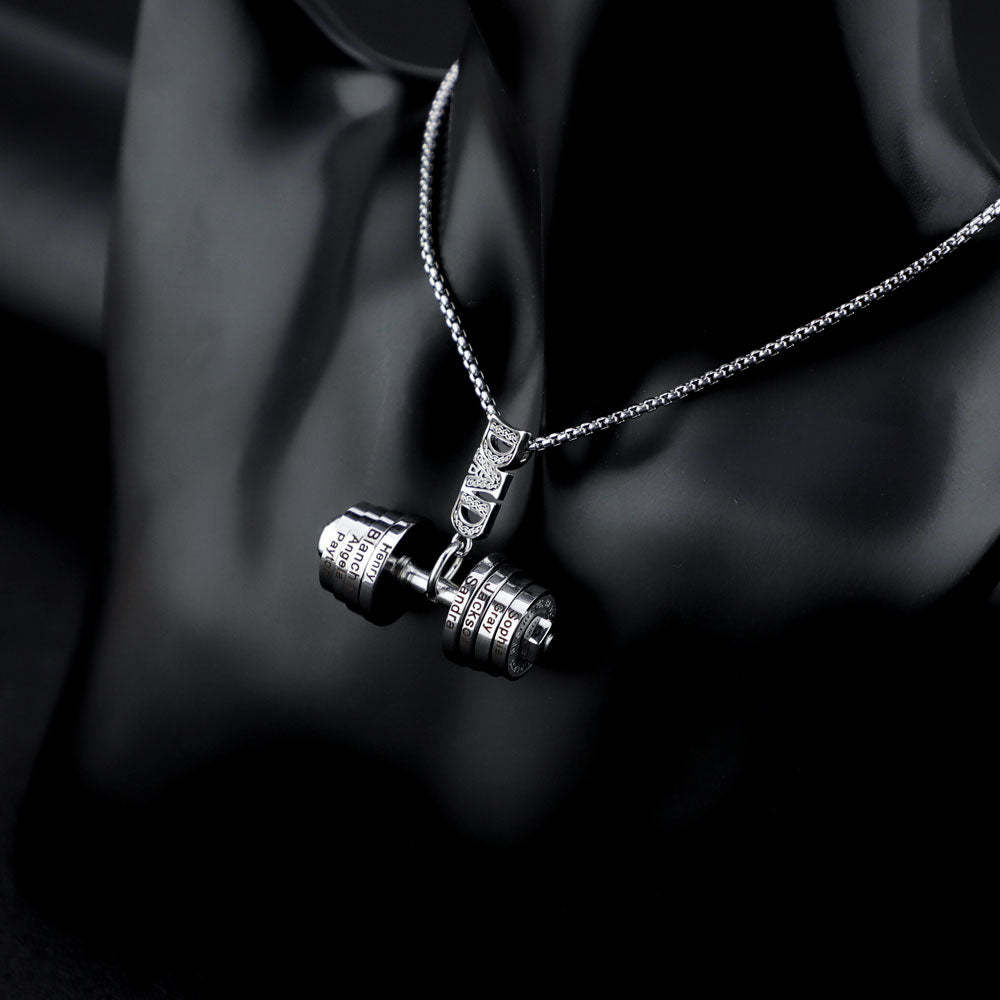 Christmas Gift Personalized DAD Dumbbell Necklace