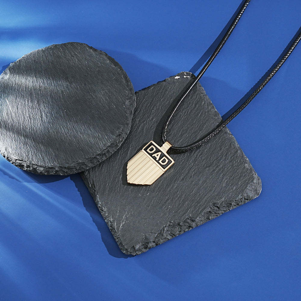 Father's Day Gift DAD Engraved Shield Pendant Necklace