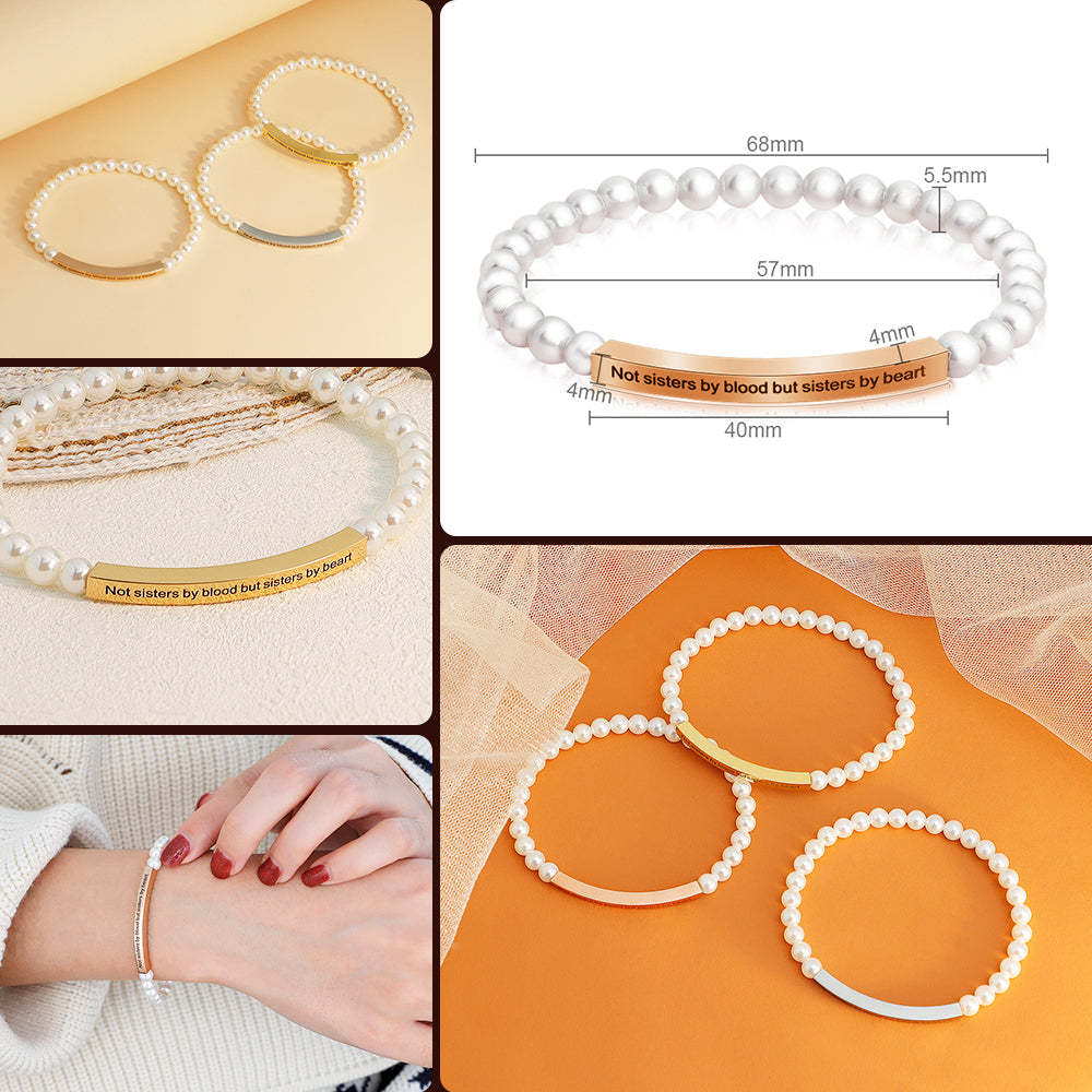 Mother's Day Gift Simple Fashion Personality Ladies Pearl Carving Bracelet-Engravingift