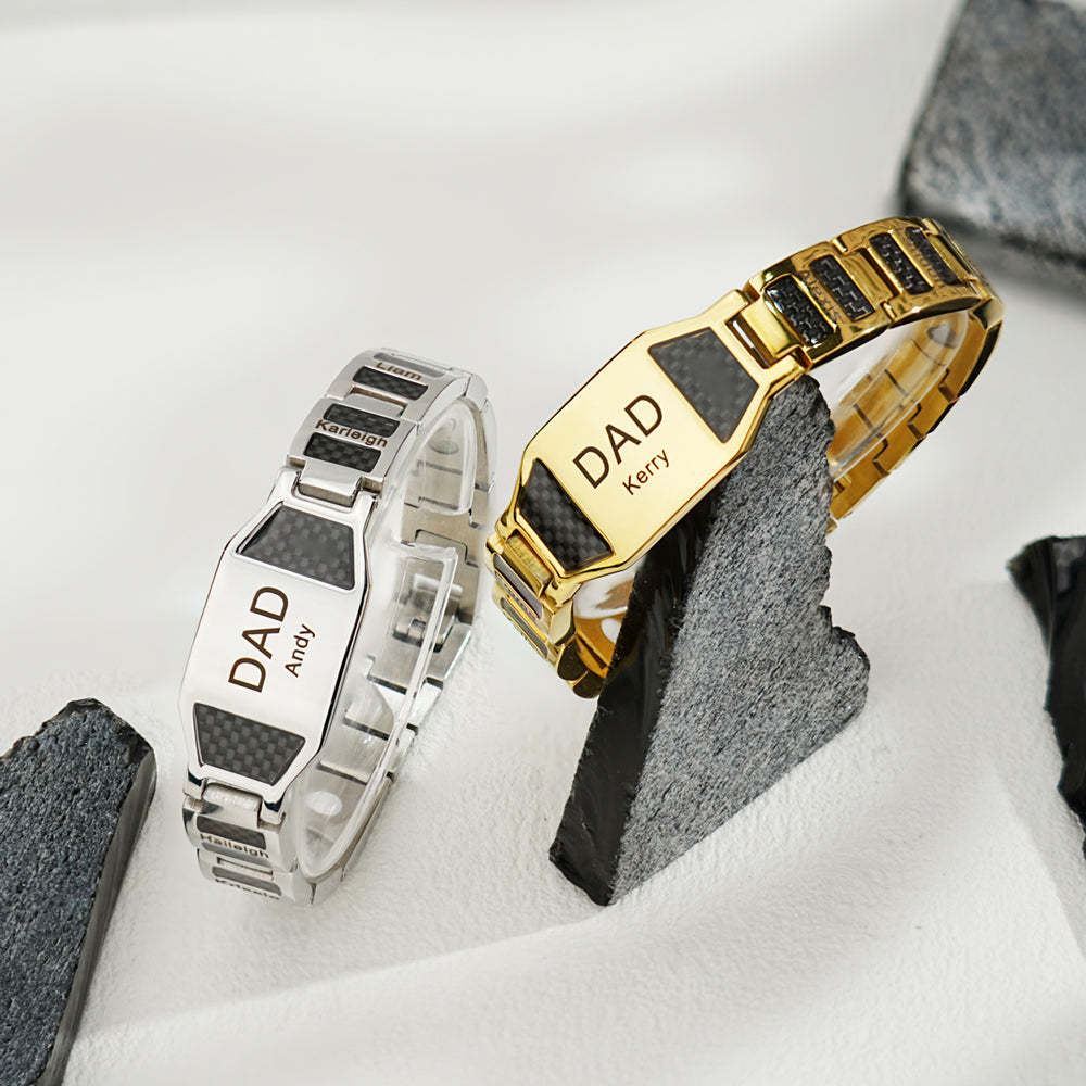 Father's Day Gift Personalized Men Magnetic Therapy Bracelet with Effective 4 Elements Stones