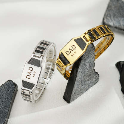 Father's Day Gift Personalized Men Magnetic Therapy Bracelet with Effective 4 Elements Stones