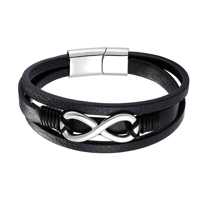 Mother's Day Gift To Lover Couple Leather Infinity Knot Bracelet Birthday Gift "I LOVE YOU UNTIL INFINITY RUNS OUT" For Him-Engravingift