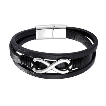 Mother's Day Gift To Lover Couple Leather Infinity Knot Bracelet Birthday Gift "I LOVE YOU UNTIL INFINITY RUNS OUT" For Him-Engravingift