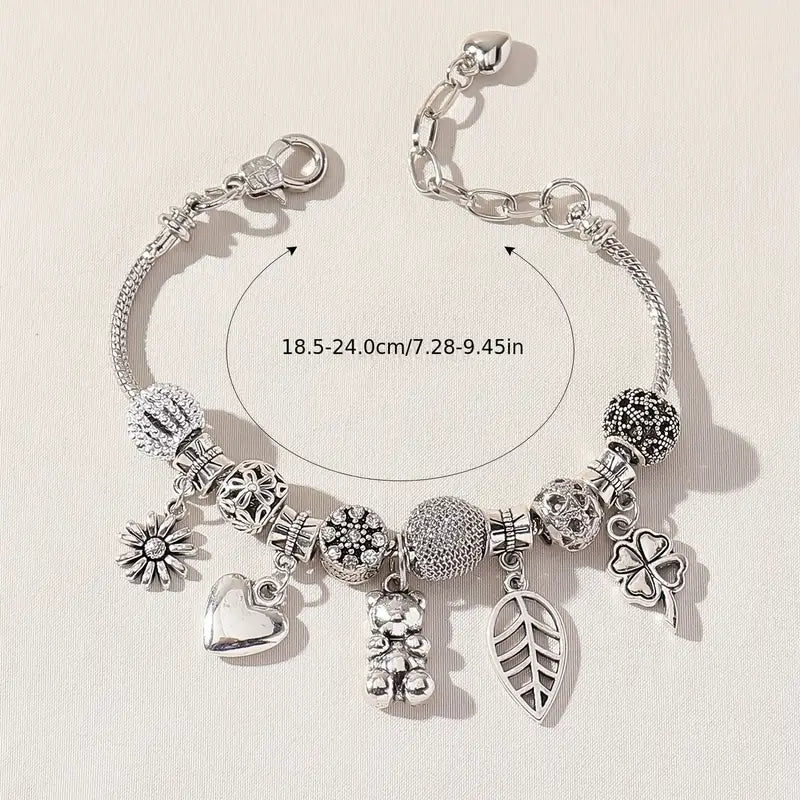 Mother's Day Sunflower & Love Heart Etc Shape Pendant Anklet Creative All-match Ankle Bracelet-Engravingift