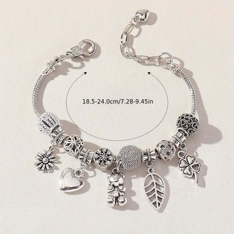 Mother's Day Sunflower & Love Heart Etc Shape Pendant Anklet Creative All-match Ankle Bracelet-Engravingift