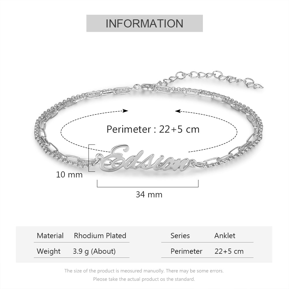 Mother's Day Gift Personalized Name Anklet Custom Double Chain Anklet for Women-Engravingift
