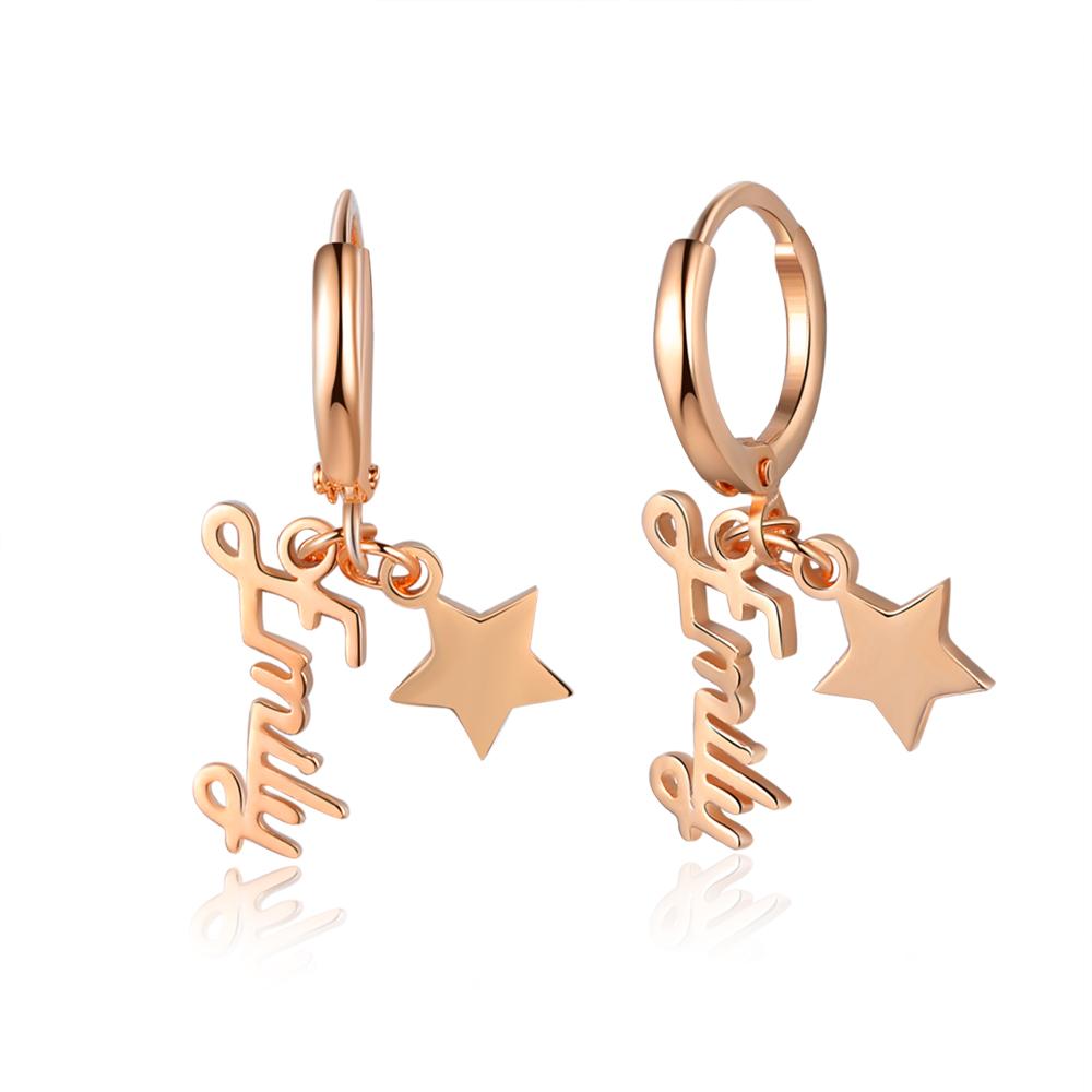 Mother's Day Gift Name Earrings with Star Pendant Personalized Gifts-Engravingift