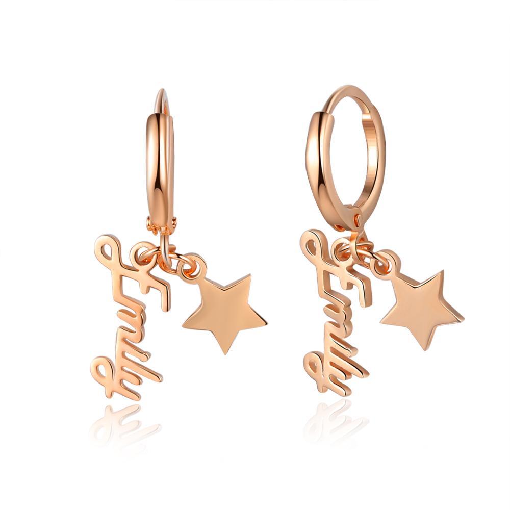 Mother's Day Gift Name Earrings with Star Pendant Personalized Gifts-Engravingift