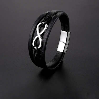 Mother's Day Gift To Lover Couple Leather Infinity Knot Bracelet Birthday Gift "I LOVE YOU UNTIL INFINITY RUNS OUT" For Him-Engravingift