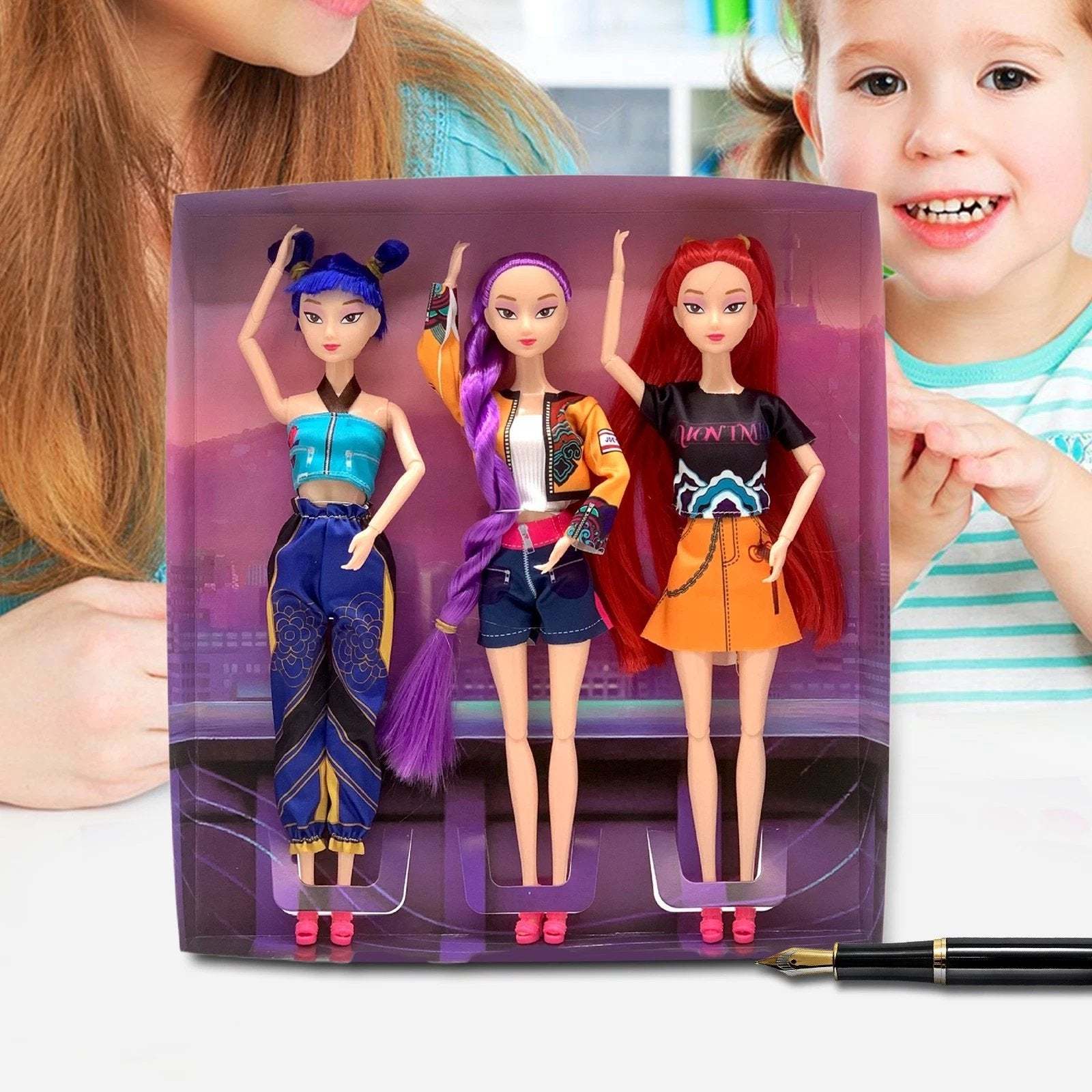 Christmas Gift Cosplay Kpop Demon Hunters Dolls Moveable Joint Collectible Figure 3 Pieces