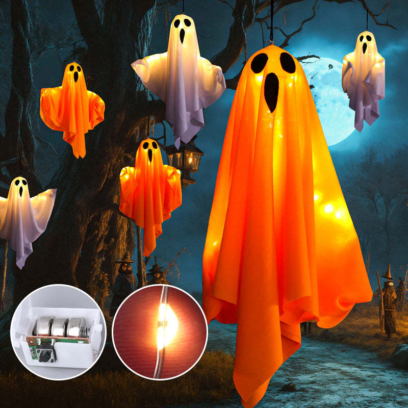 Glowing Halloween Ghost Chandelier with Weatherproof LED Lights