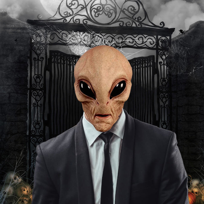 Hand-Painted Realistic Alien Face Mask Breathable Halloween Costume