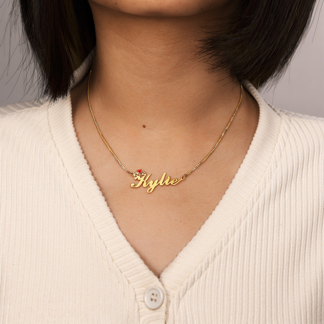 Mother's Day Gift Crown Name Necklace with BirthstonePersonalized Name Necklace-Engravingift