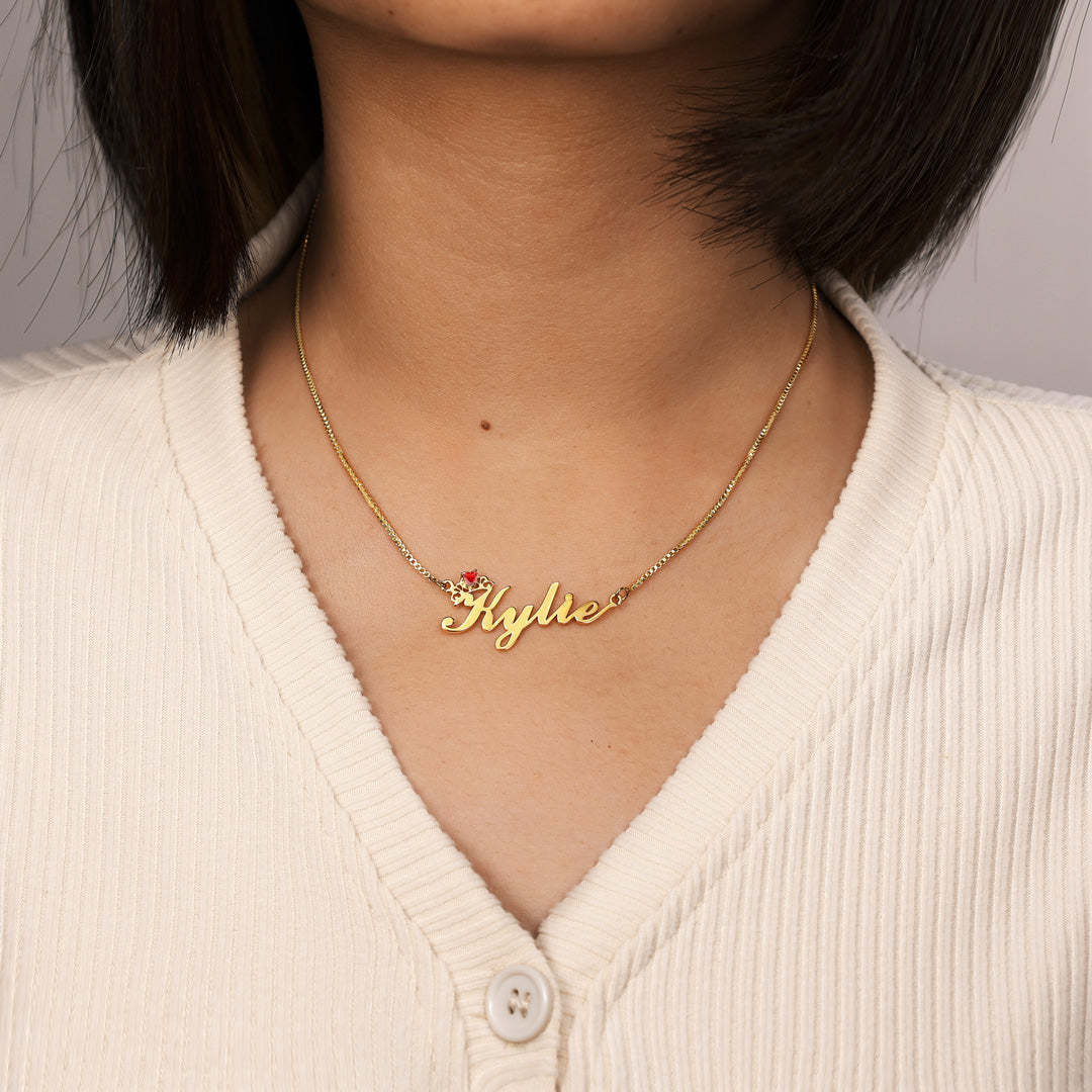 Mother's Day Gift Crown Name Necklace with BirthstonePersonalized Name Necklace-Engravingift