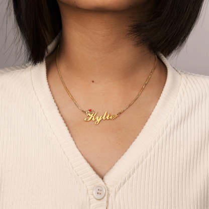 Mother's Day Gift Crown Name Necklace with BirthstonePersonalized Name Necklace-Engravingift